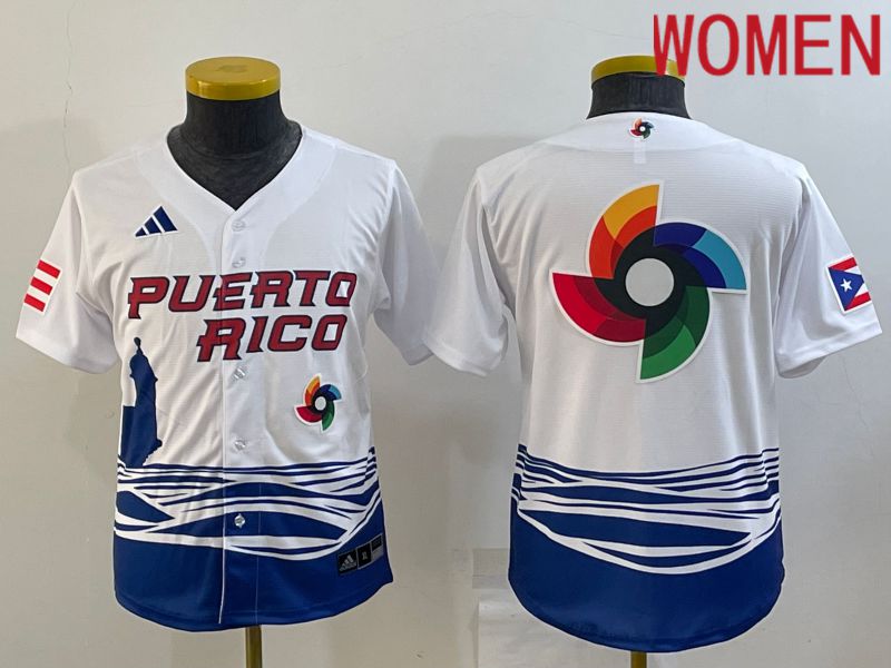 Women 2023 World Cub Blank White MLB Jersey5->women mlb jersey->Women Jersey